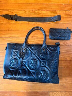 Valentino Black Quilted Tote Bag